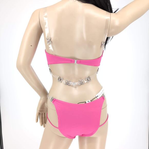 Monica Hansen Beachwear Shine Like A Diamond Pink Azalea Bikini Set- Size M -NWT - Picture 4 of 15